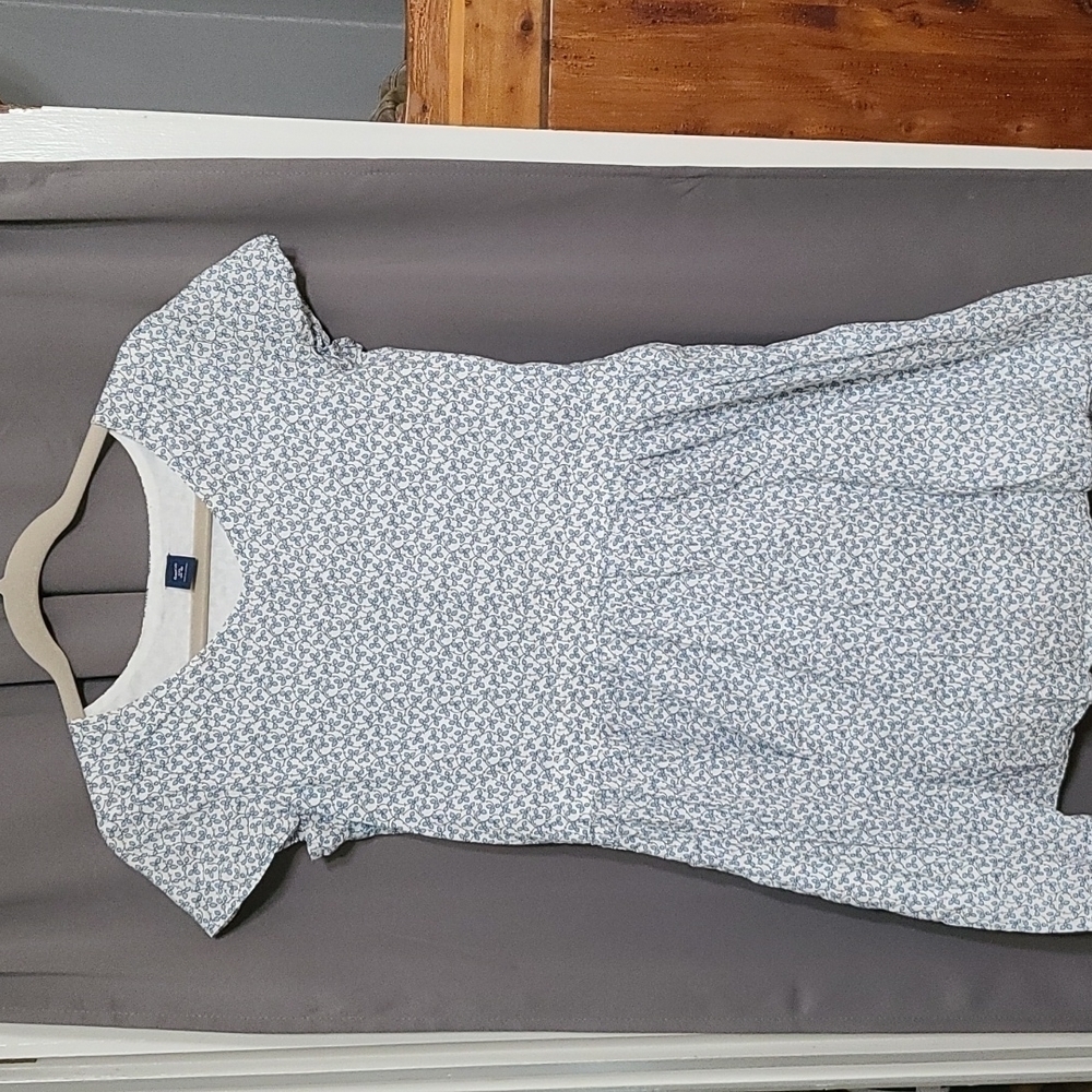 GapKids Girls Cotton Dress White/Blue Floral Lined Side‎ Zip Size XXL/14-16 EUC